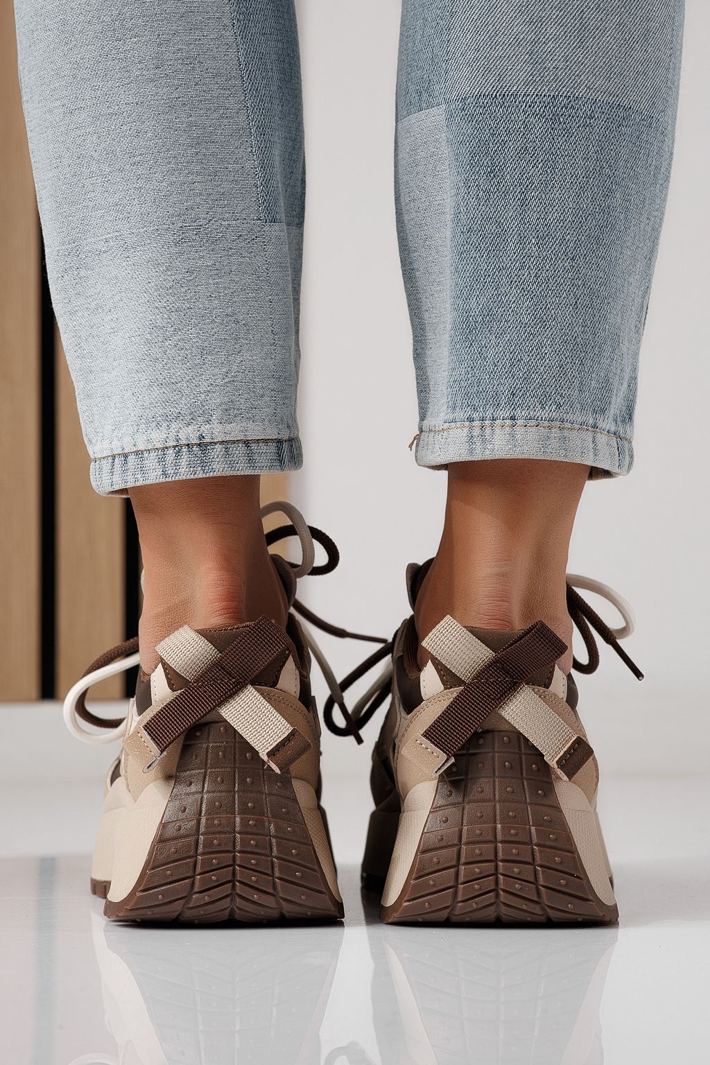 Дамски маратонки каки от еко кожа Missy #24240