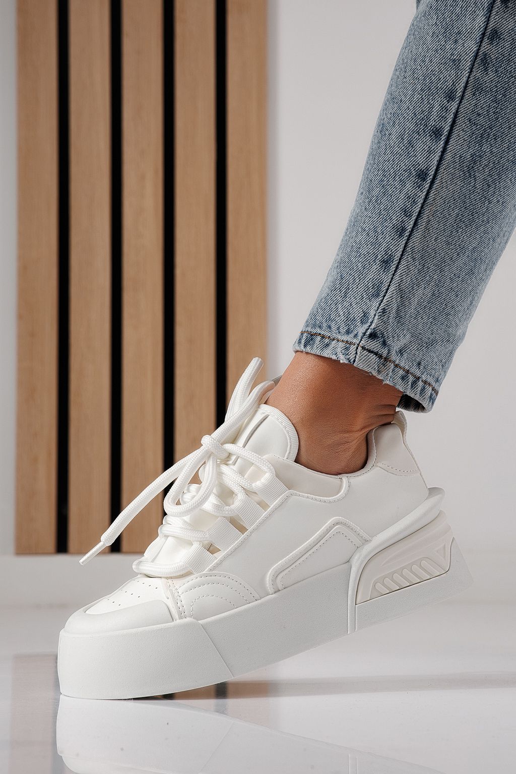 Дамски маратонки бели от еко кожа Corina #24292