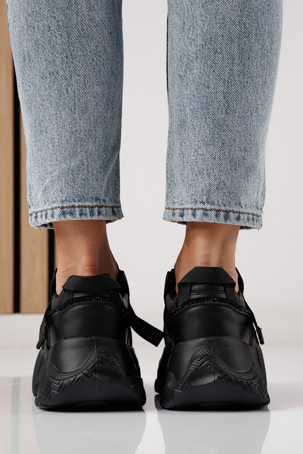 Дамски маратонки черни от еко кожа Zaira #24231