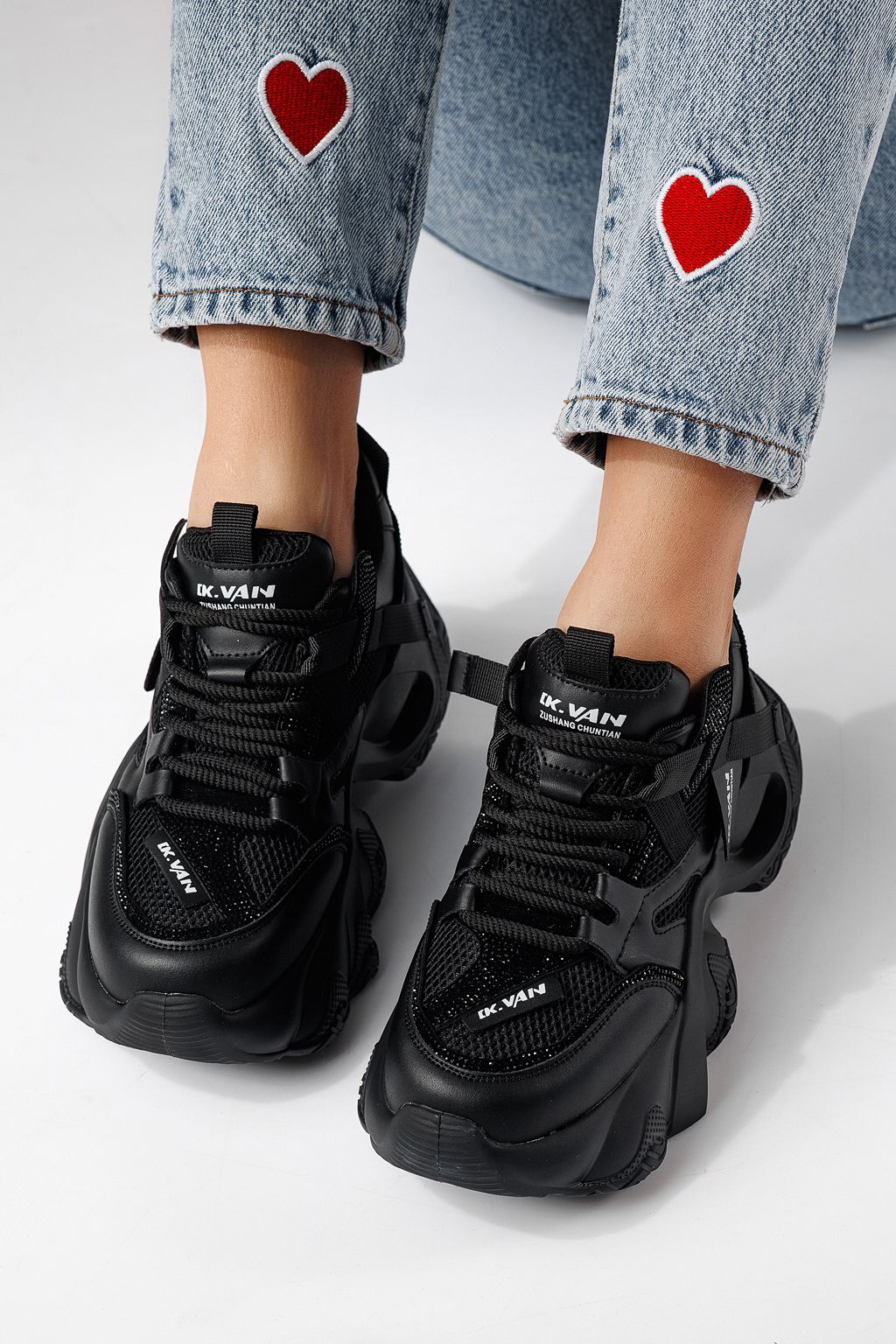 Дамски маратонки черни от еко кожа Zaira #24231