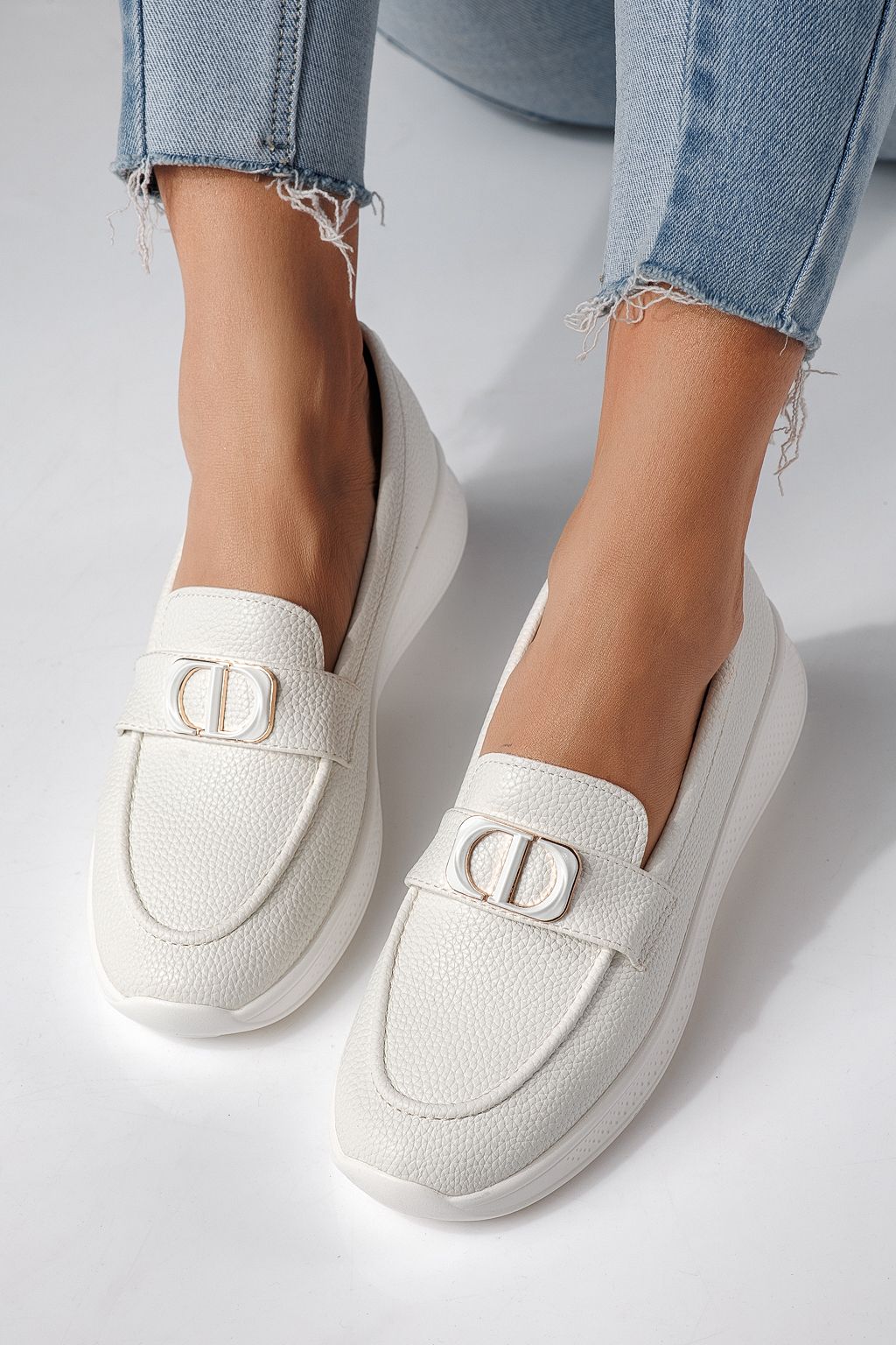 Всекидневни дамски обувки бели от еко кожа Rania #24272