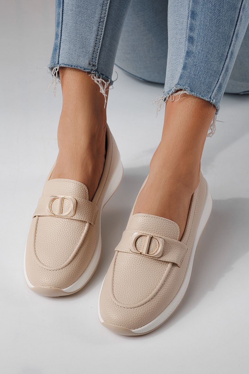 Всекидневни дамски обувки бежови от еко кожа Rania #24274