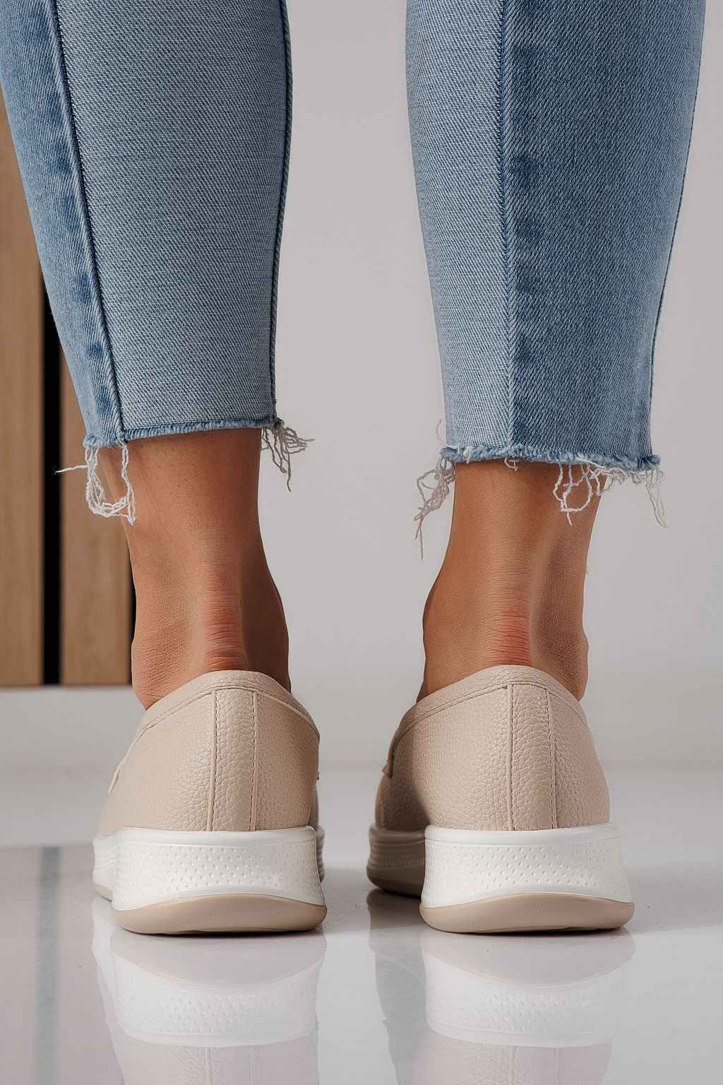 Всекидневни дамски обувки бежови от еко кожа Rania #24274