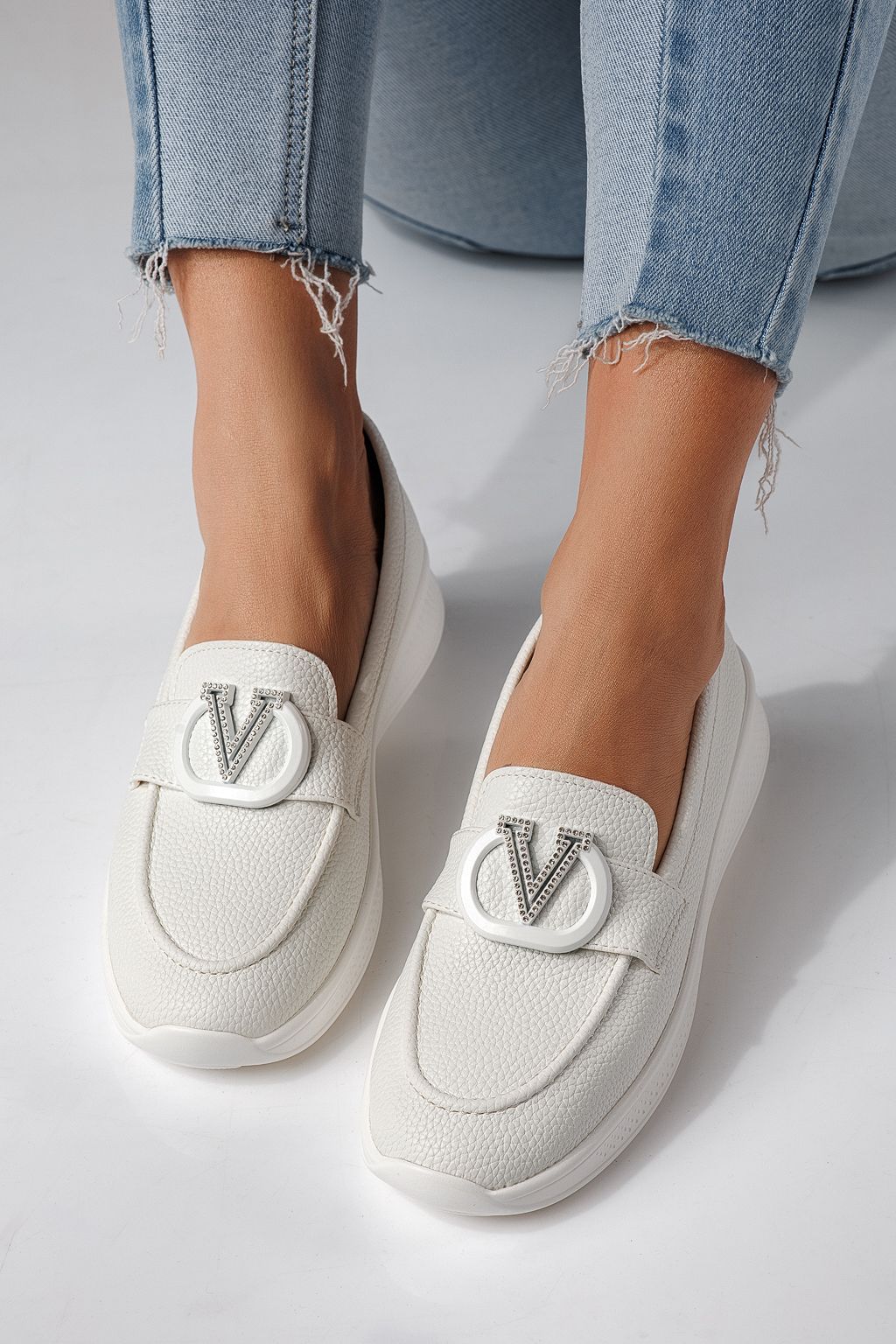 Всекидневни дамски обувки бели от еко кожа Nancy #24269