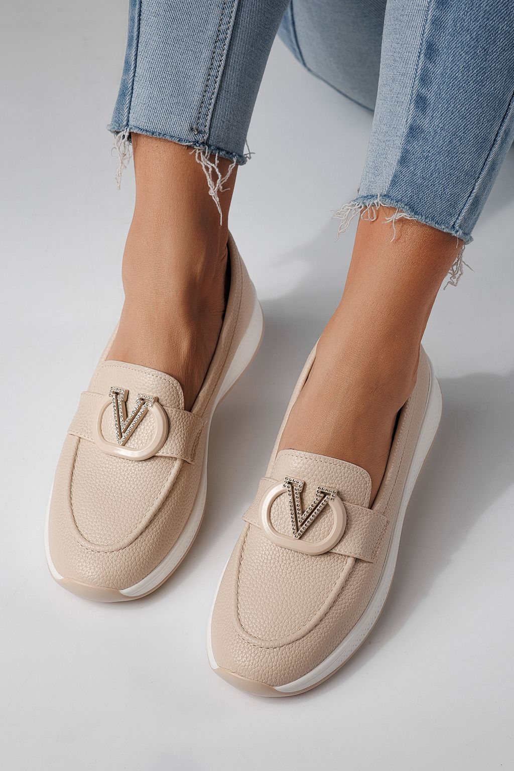 Всекидневни дамски обувки бежови от еко кожа Nancy #24270