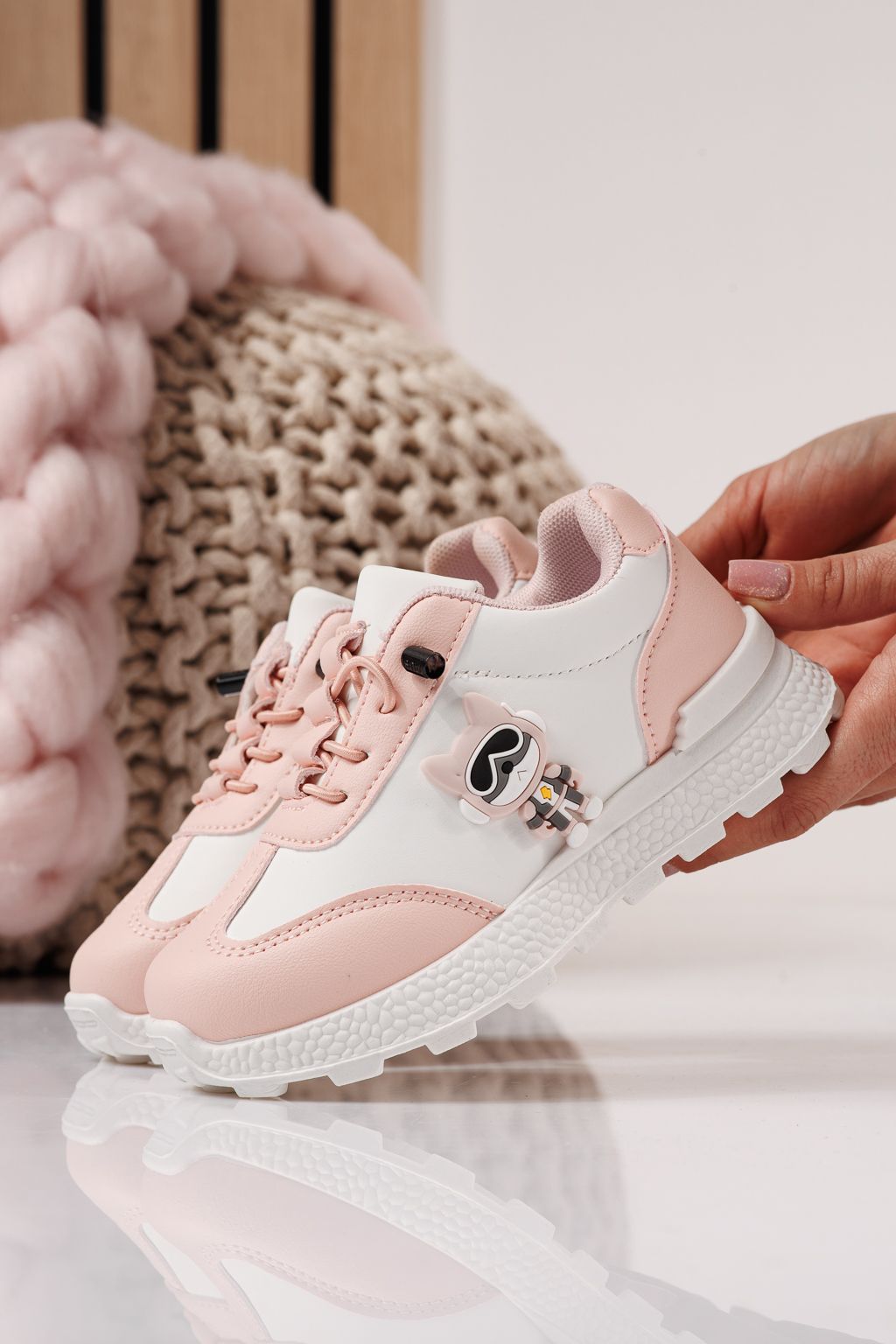 Детски маратонки розови от еко кожа Ana #24386