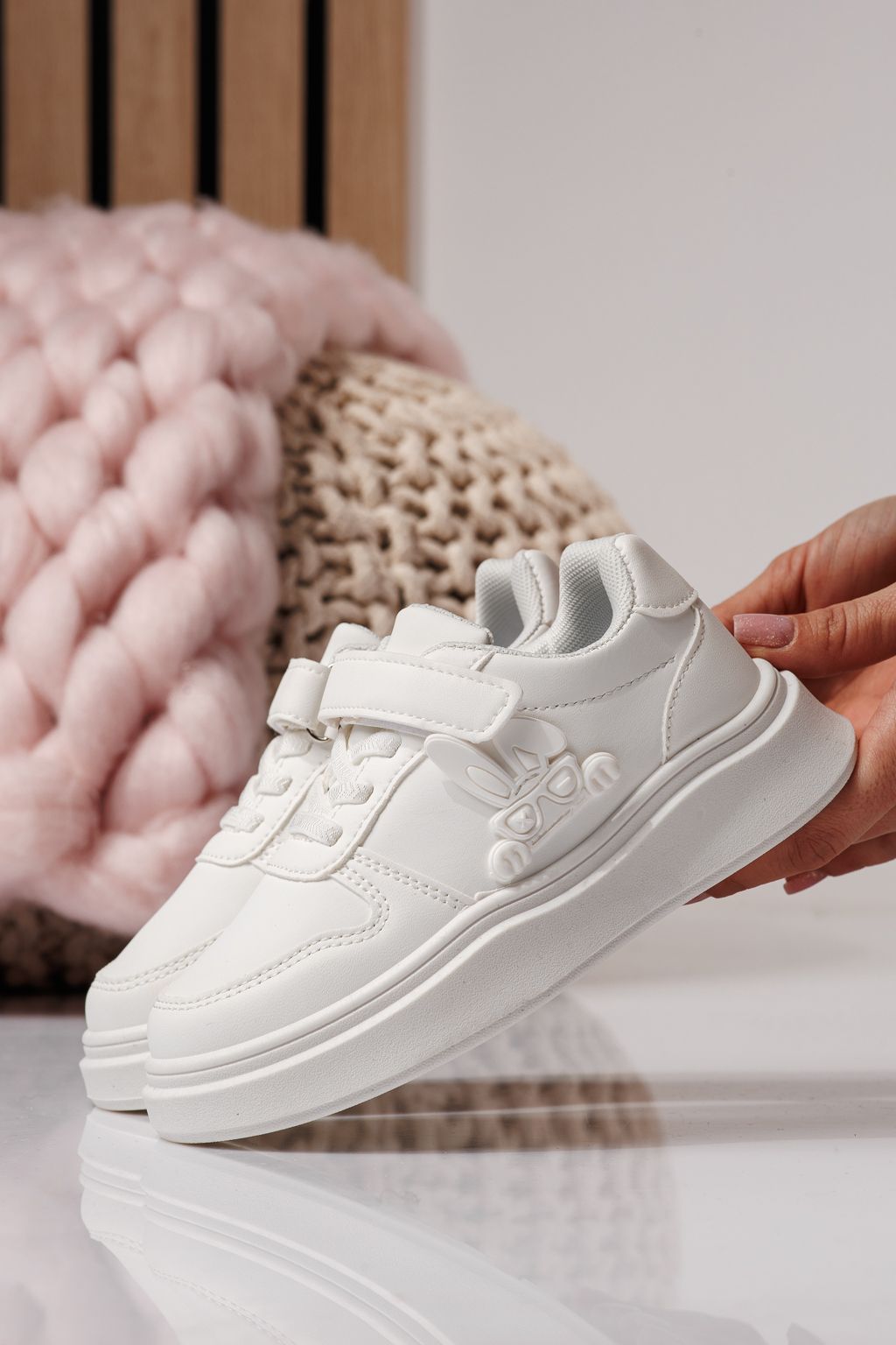 Детски маратонки бели от еко кожа Zaria #24377