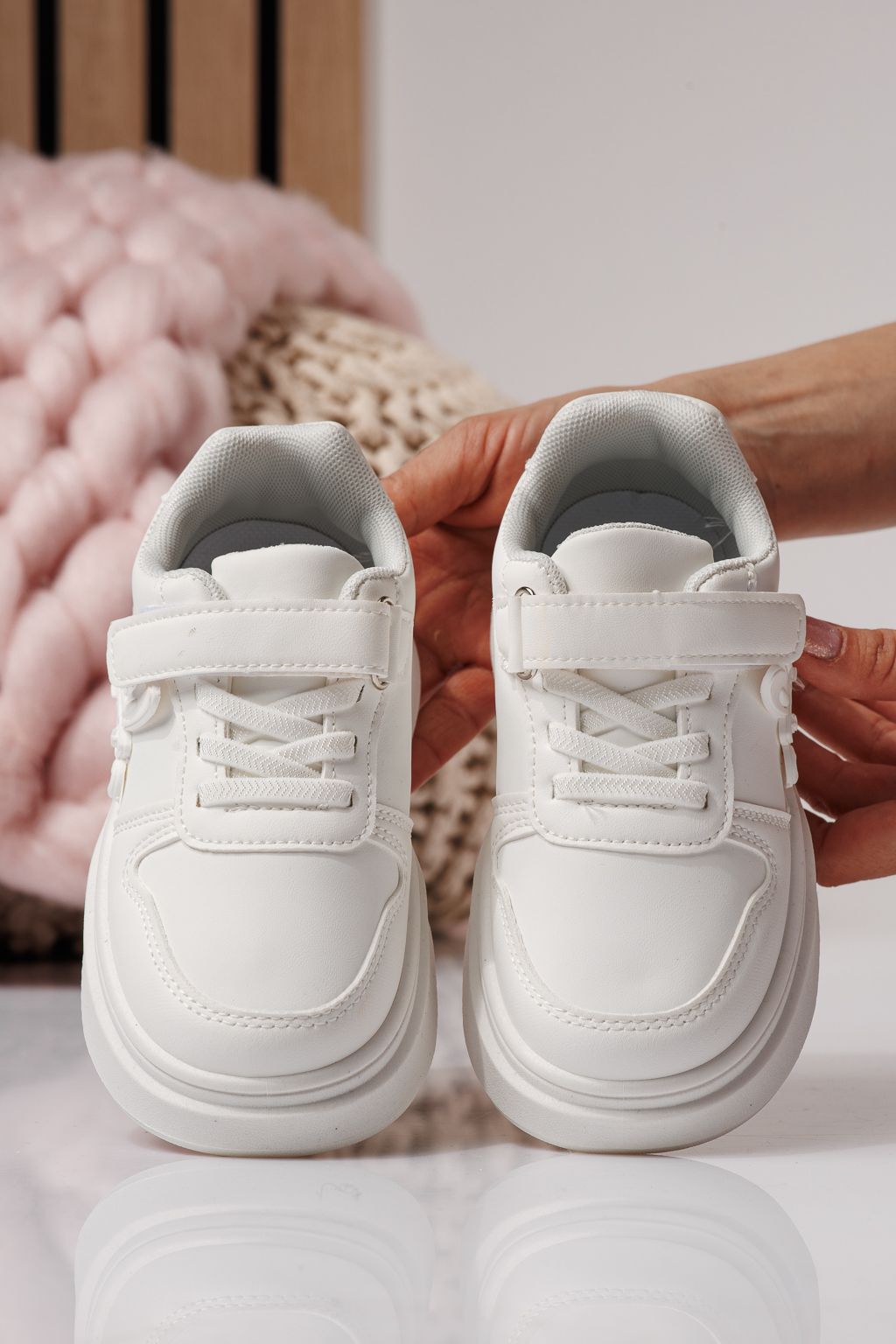 Детски маратонки бели от еко кожа Zaria #24377