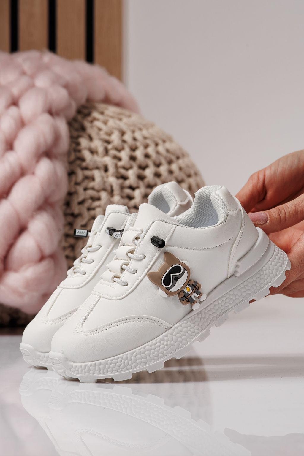 Детски маратонки бели от еко кожа Ana #24384