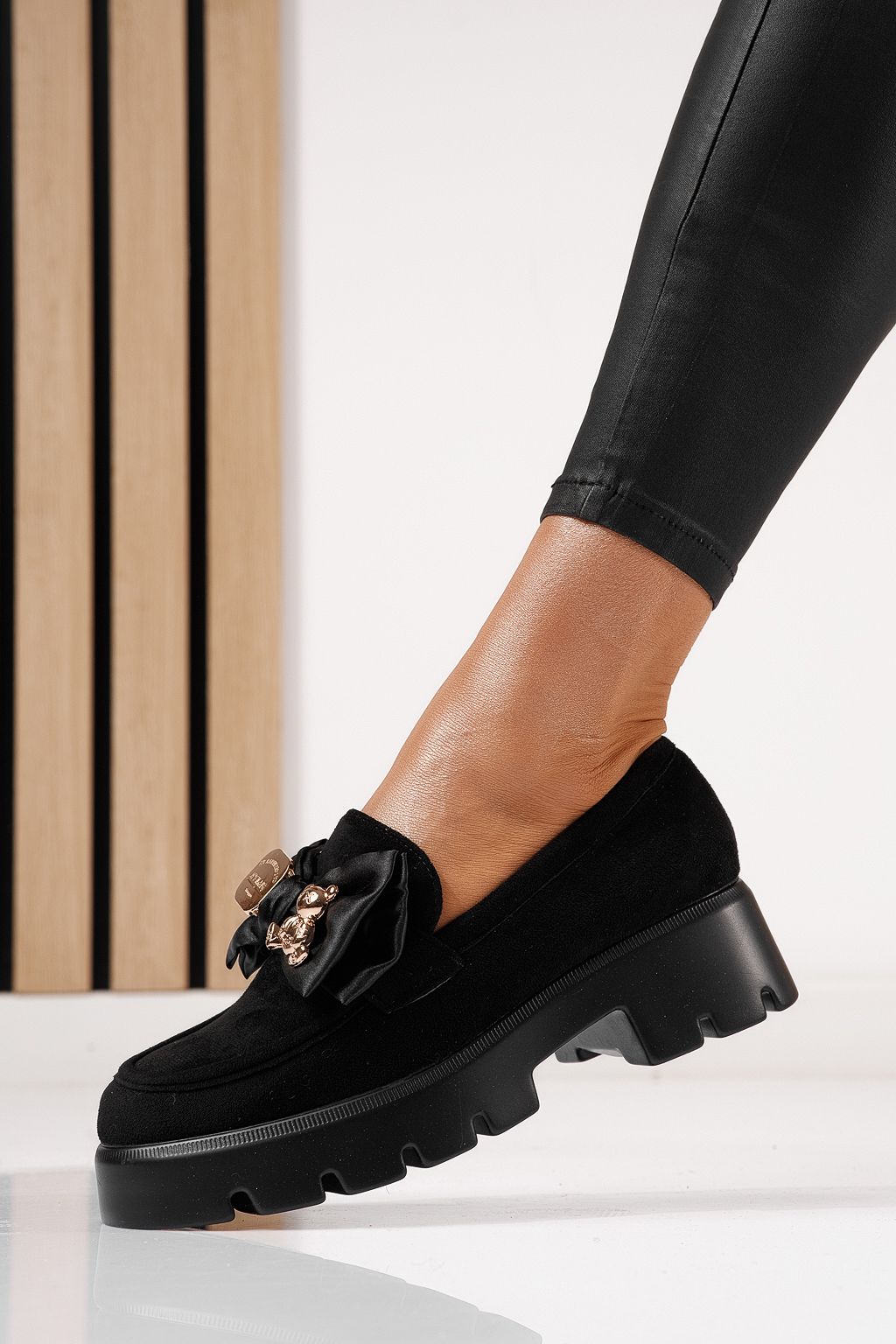 Всекидневни дамски обувки Natalia 2 от обърната еко кожа черни #16430