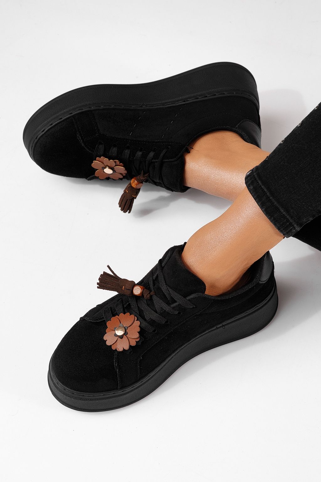 Дамски маратонки черни от еко кожа Aliss #24314