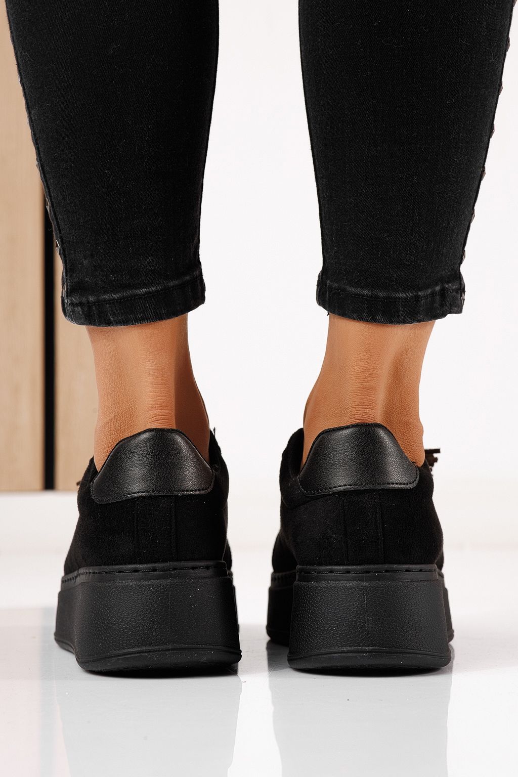 Дамски маратонки черни от еко кожа Aliss #24314