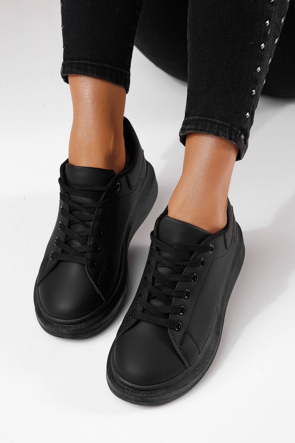 Дамски маратонки черни от еко кожа Sofia #24323