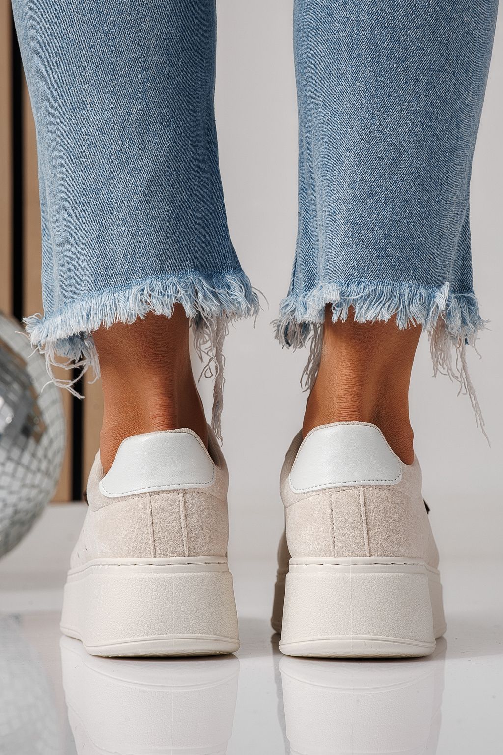 Дамски маратонки бежови от еко кожа Aliss #24316