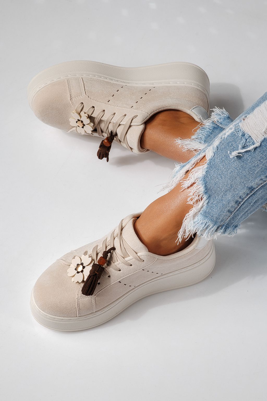 Дамски маратонки бежови от еко кожа Aliss #24316