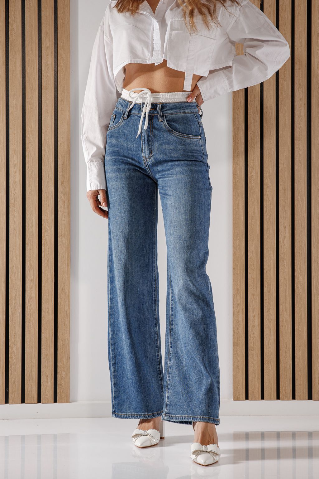 Дънки Wide Leg Дамски Ali сини #A1362