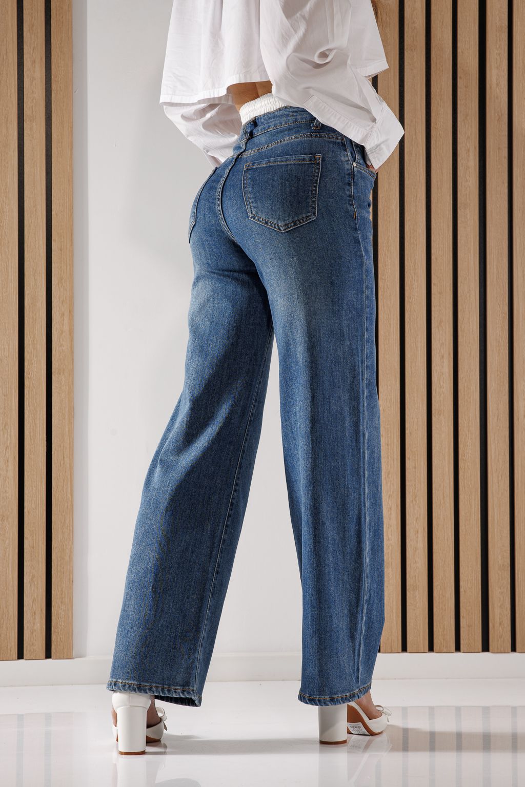 Дънки Wide Leg Дамски Ali сини #A1362