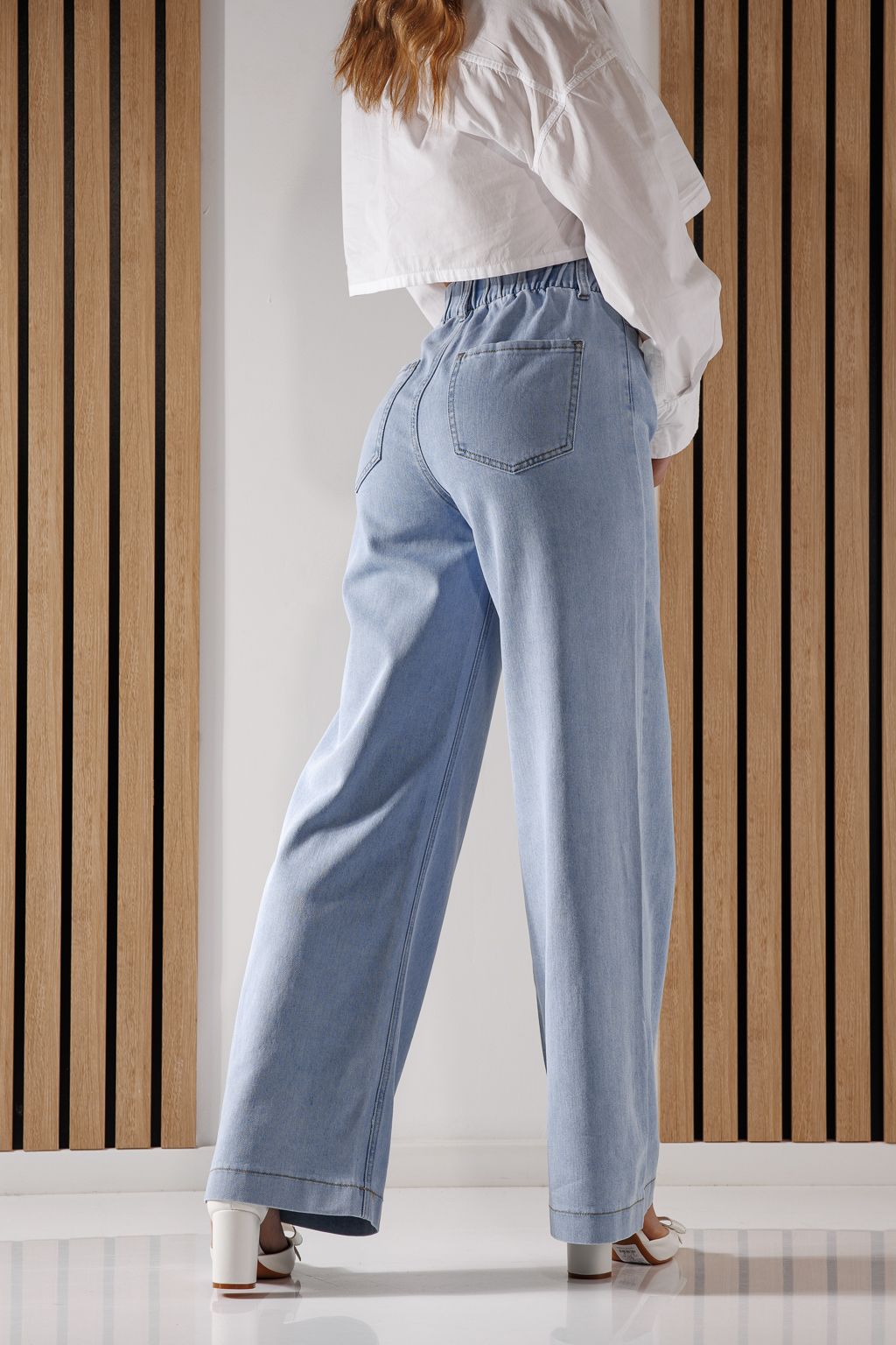 Дънки Wide Leg Fit Дамски Anne сини #A1367