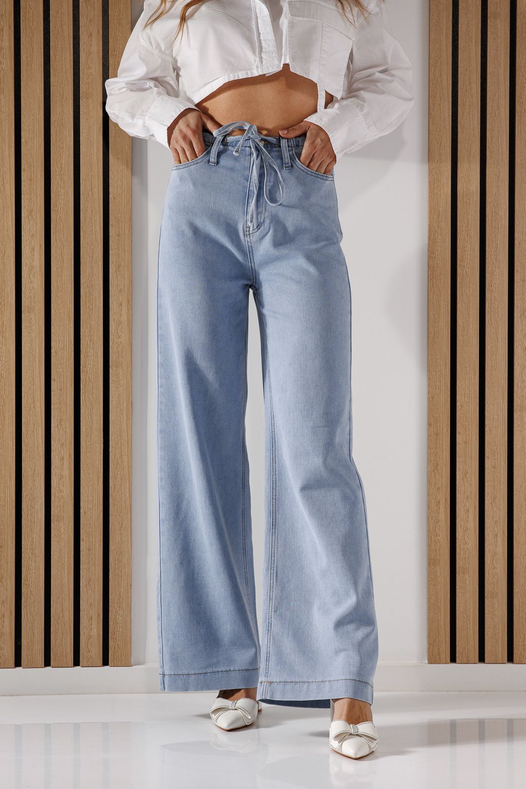 Дънки Wide Leg Fit Дамски Anne сини #A1367