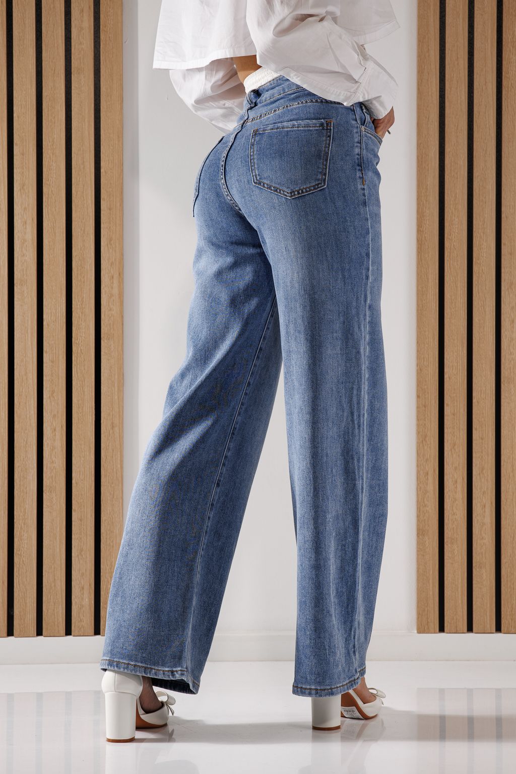 Дънки Wide Leg Дамски Ali сини #A1361