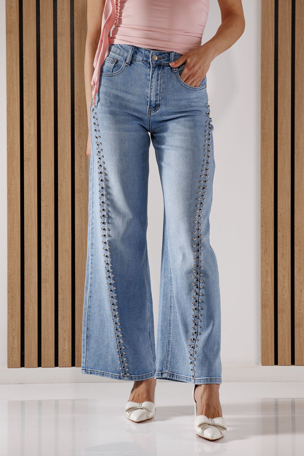 Дънки Wide Leg Дамски Kate сини #A1351