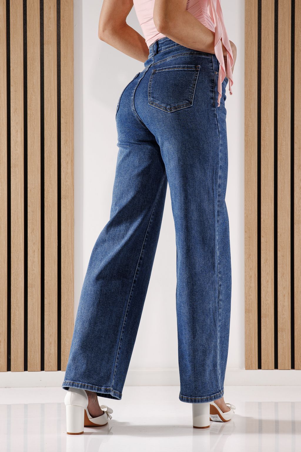 Дънки Wide Leg Дамски Aldina сини #A1343