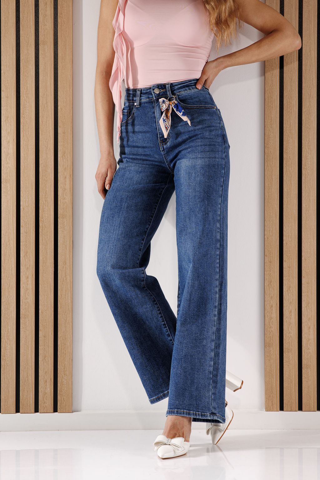 Дънки Wide Leg Дамски Aldina сини #A1343