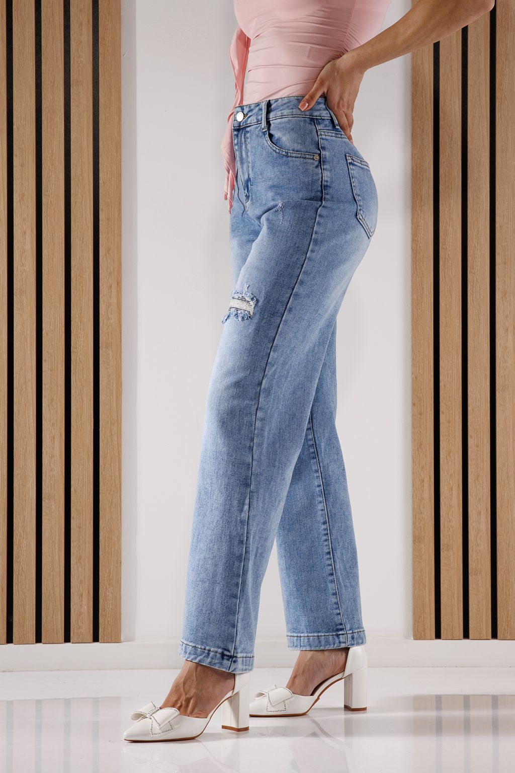 Дънки Wide Leg Дамски Becca сини #A1370