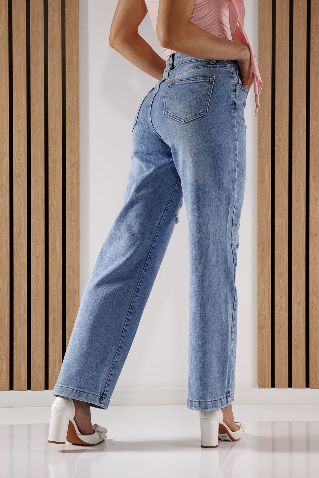 Дънки Wide Leg Дамски Becca сини #A1370