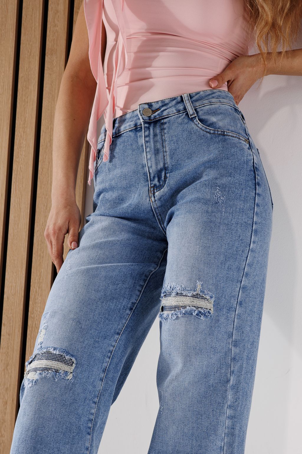 Дънки Wide Leg Дамски Becca сини #A1370