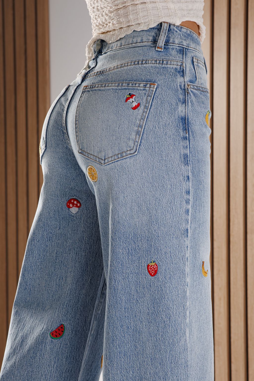 Дънки Wide Leg Дамски Briana сини #A1369