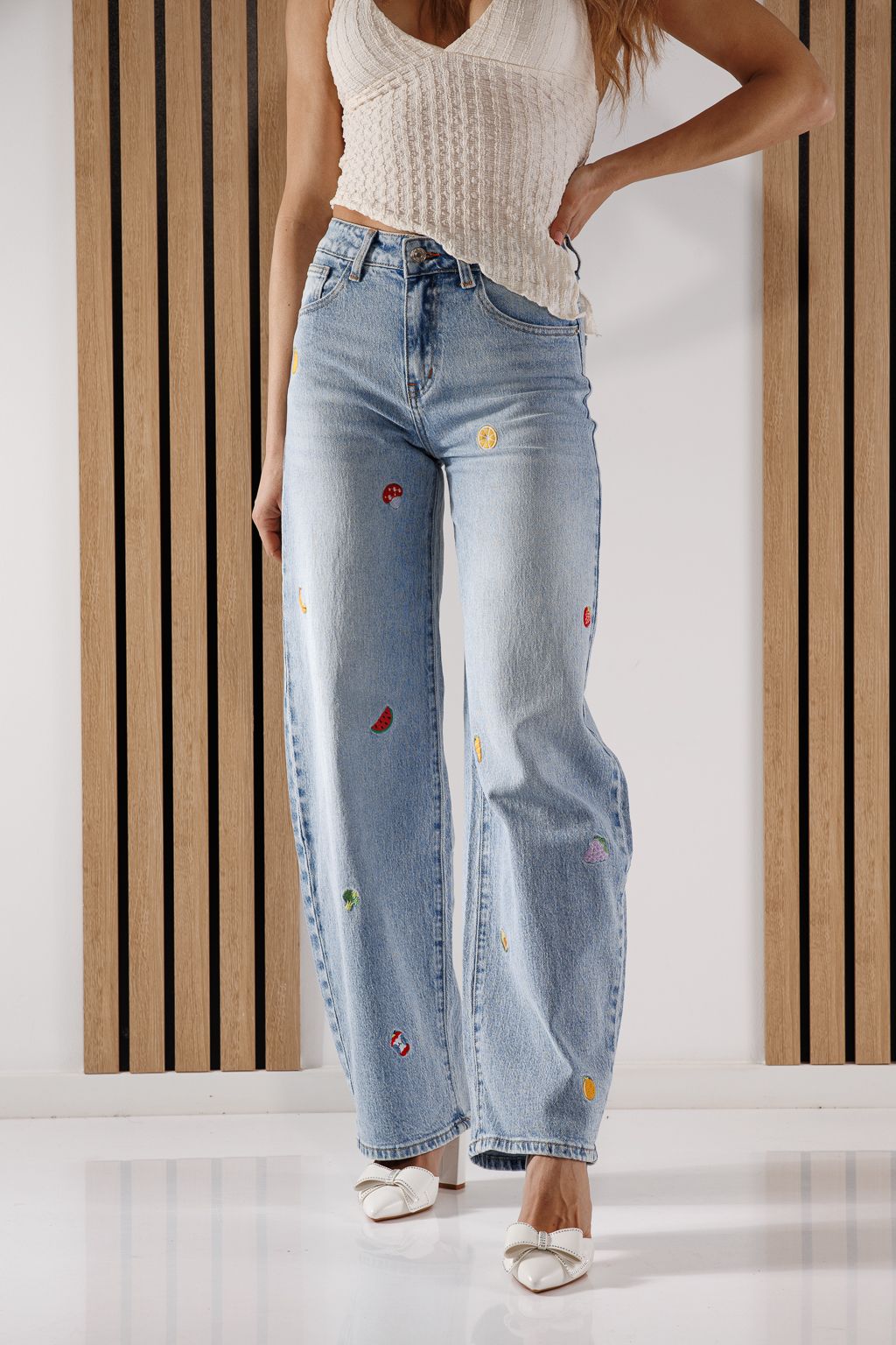 Дънки Wide Leg Дамски Briana сини #A1369