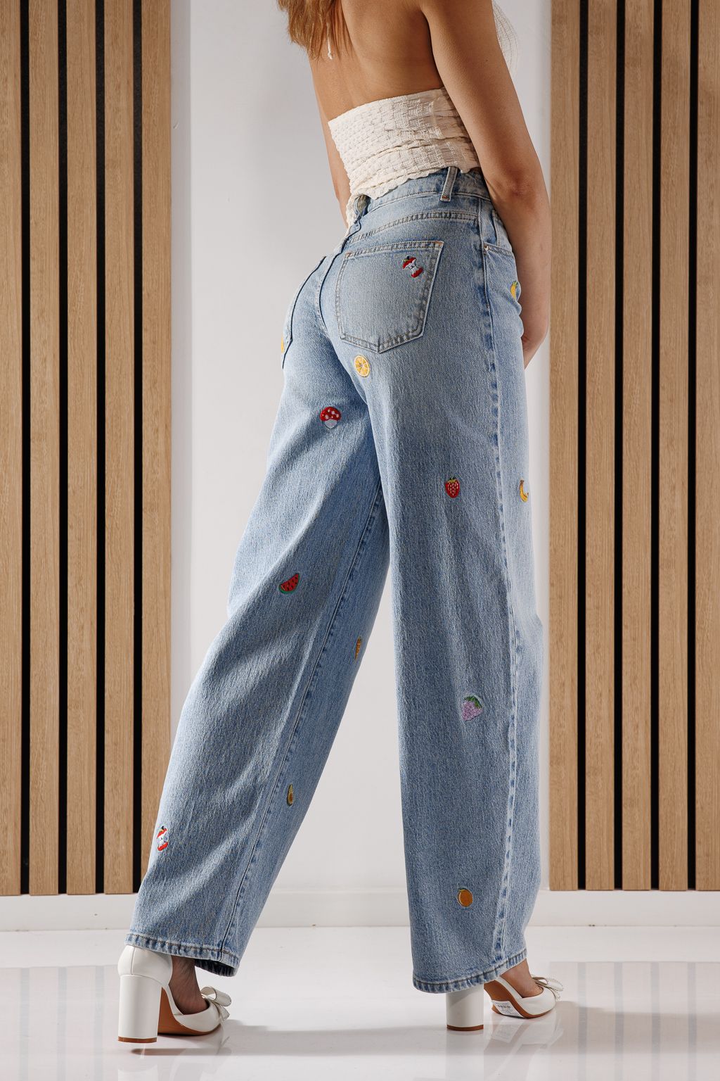 Дънки Wide Leg Дамски Briana сини #A1369