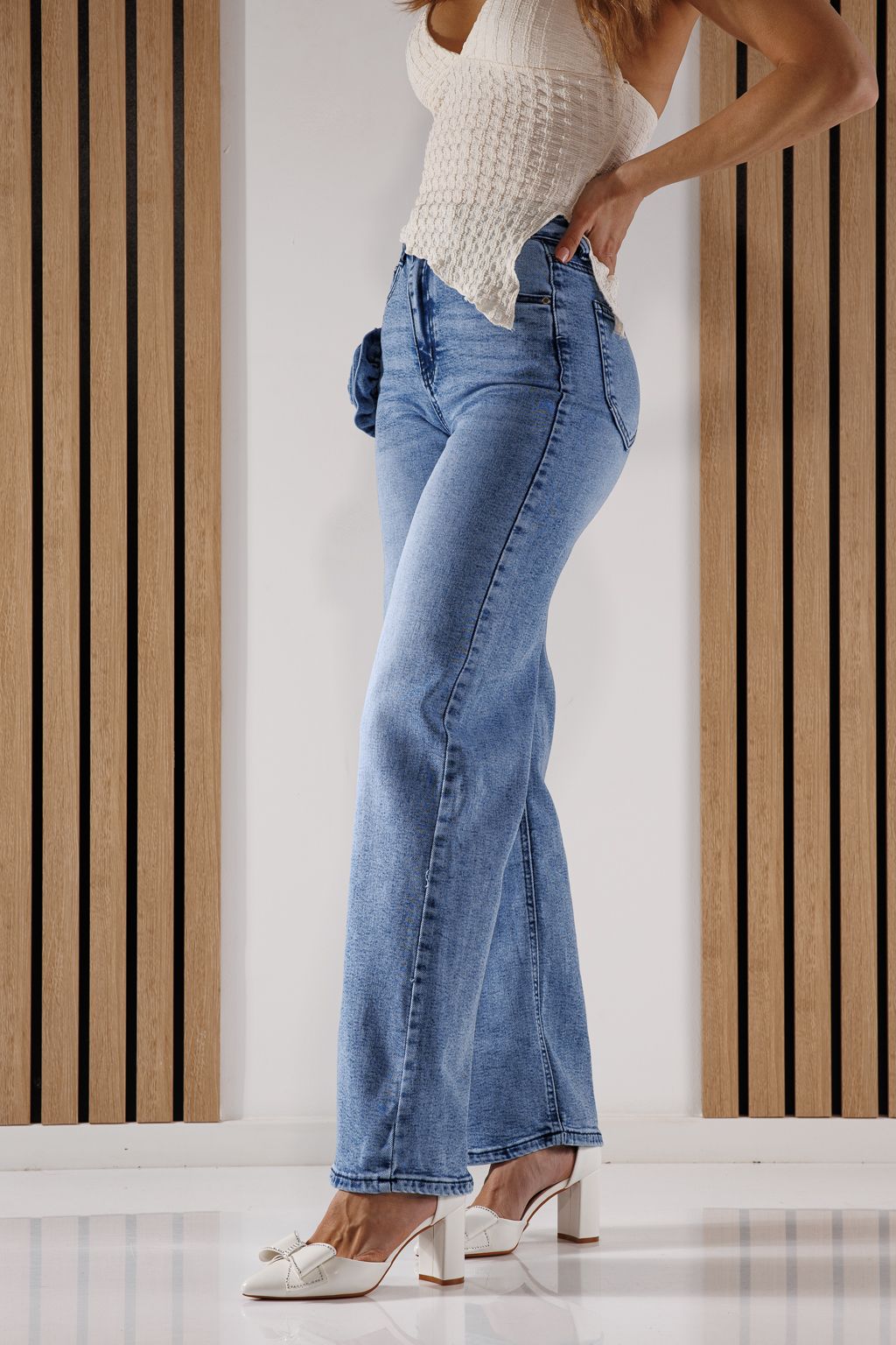 Дънки Разкроени Дамски Brigitta сини #A1346