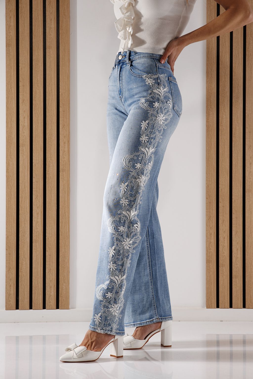 Дънки Wide Leg Дамски Kenya сини #A1354