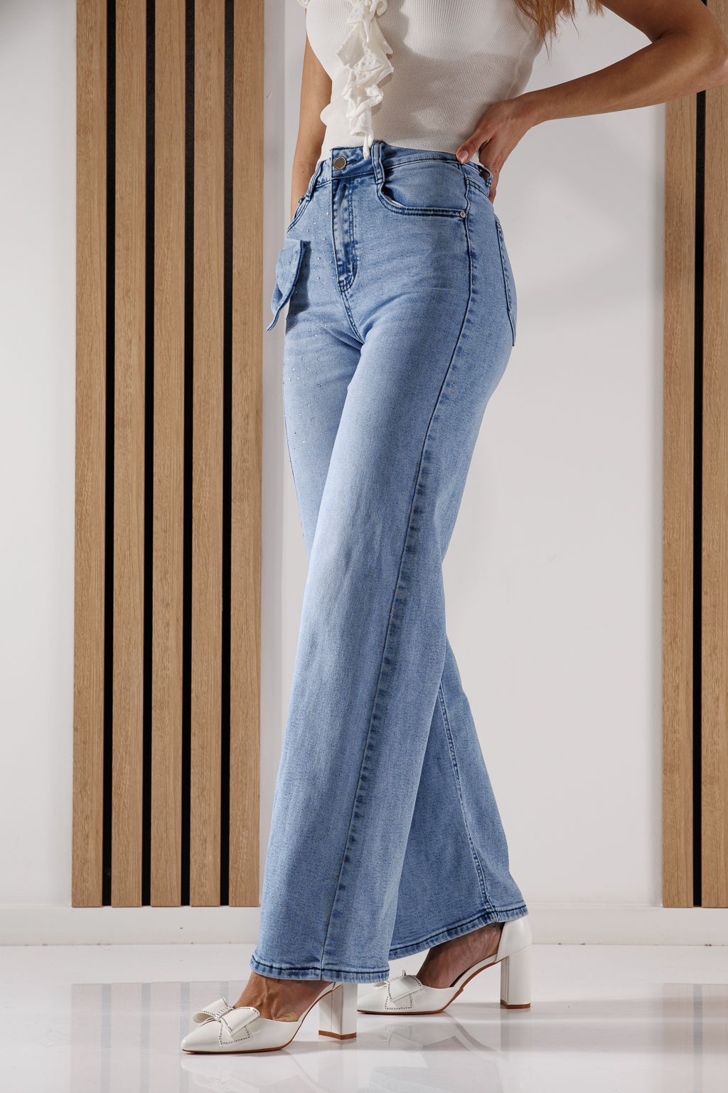 Дънки Разкроени Дамски Amira сини #A1344