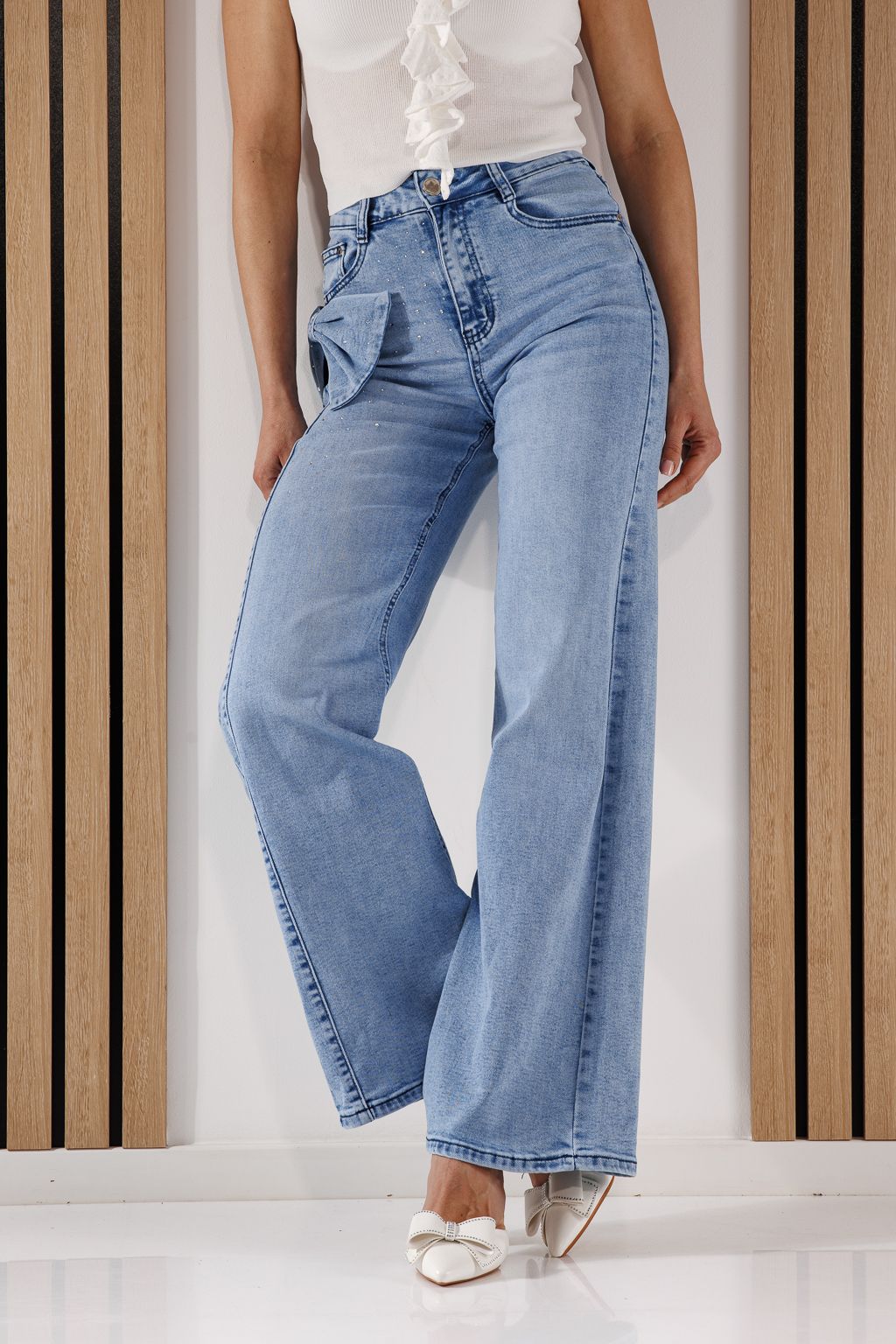 Дънки Разкроени Дамски Amira сини #A1344