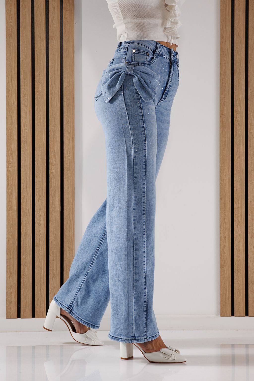 Дънки Разкроени Дамски Amira сини #A1344