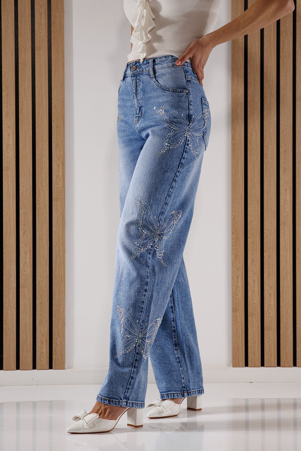 Дънки Разкроени Дамски Isabel сини #A1349