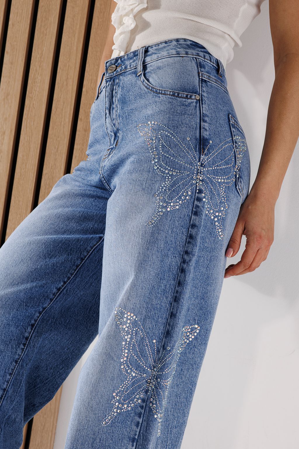 Дънки Разкроени Дамски Isabel сини #A1349