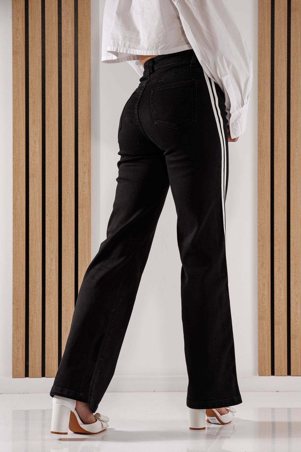 Дънки Wide Leg Fit Дамски Celin черни #A1371