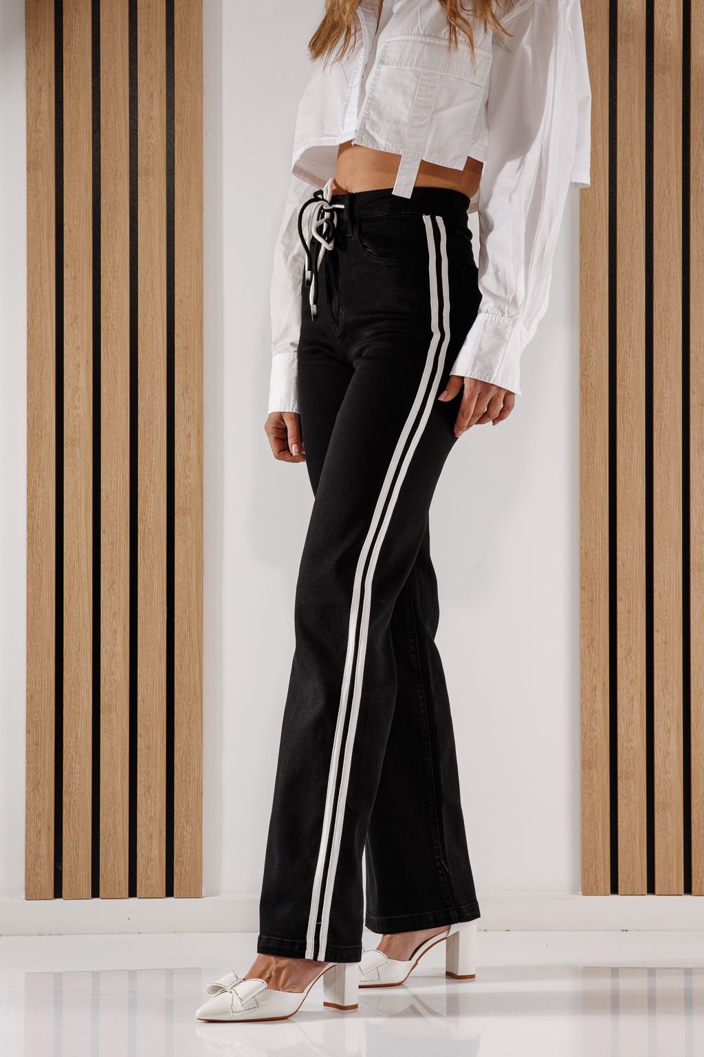 Дънки Wide Leg Fit Дамски Celin черни #A1371