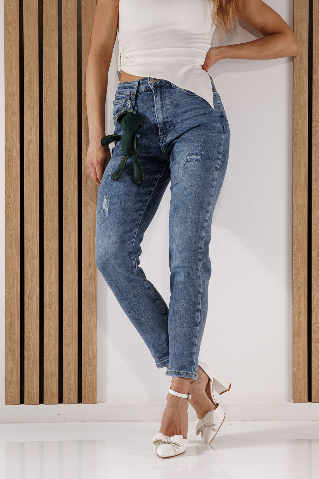 Дънки Baggy Fit Дамски Andreea сини #A1353