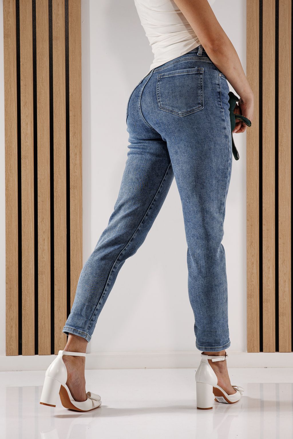 Дънки Baggy Fit Дамски Andreea сини #A1353