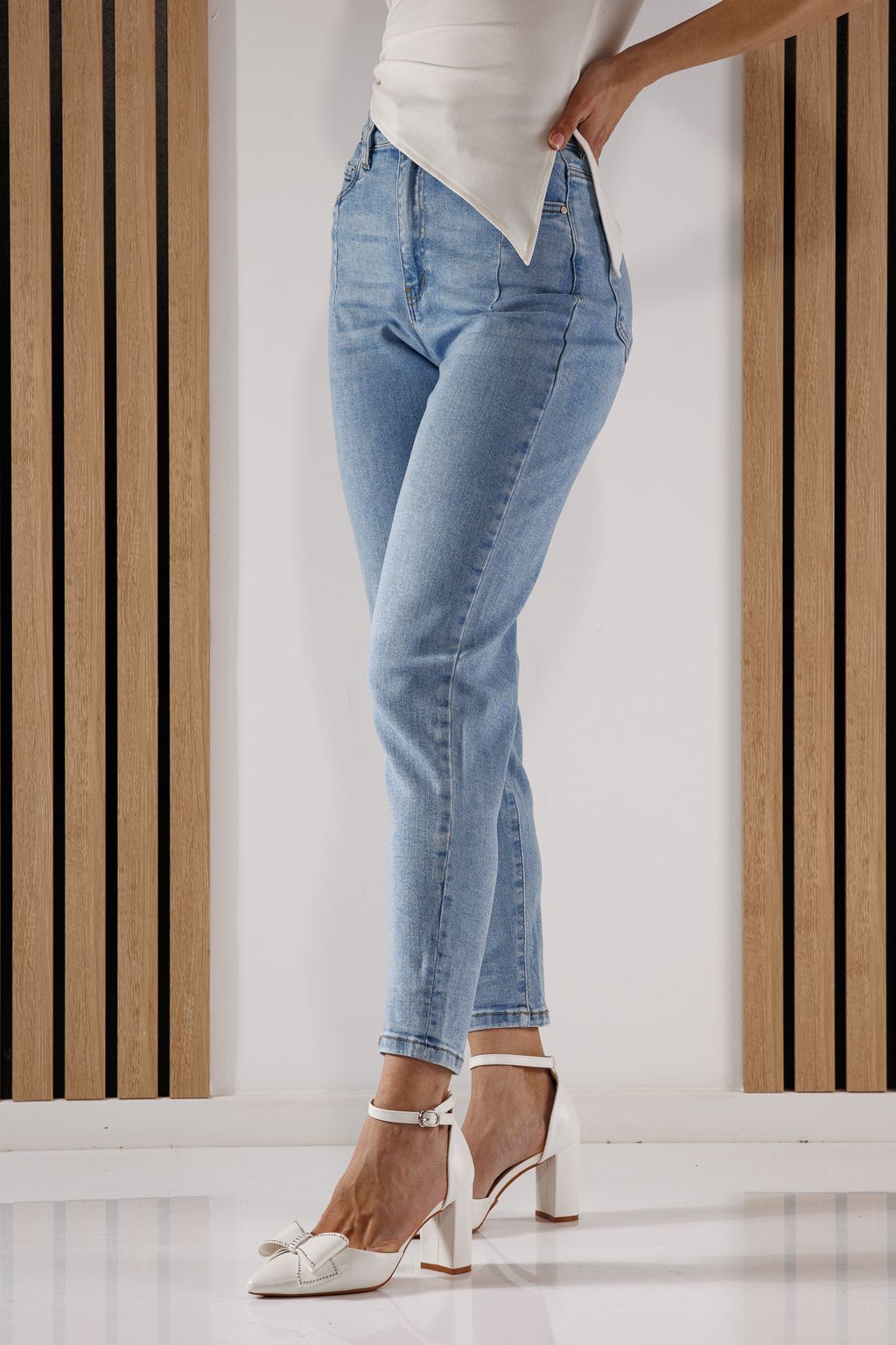 Дънки Baggy Fit Дамски Flori сини #A1352