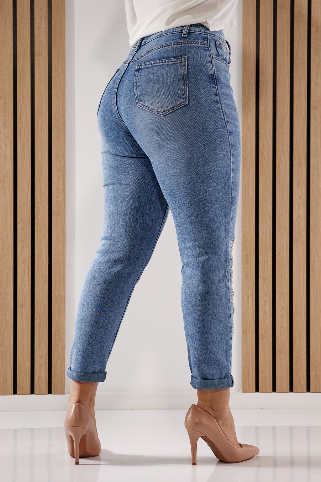 Дънки Mom Fit  Дамски Alexia сини #A1355