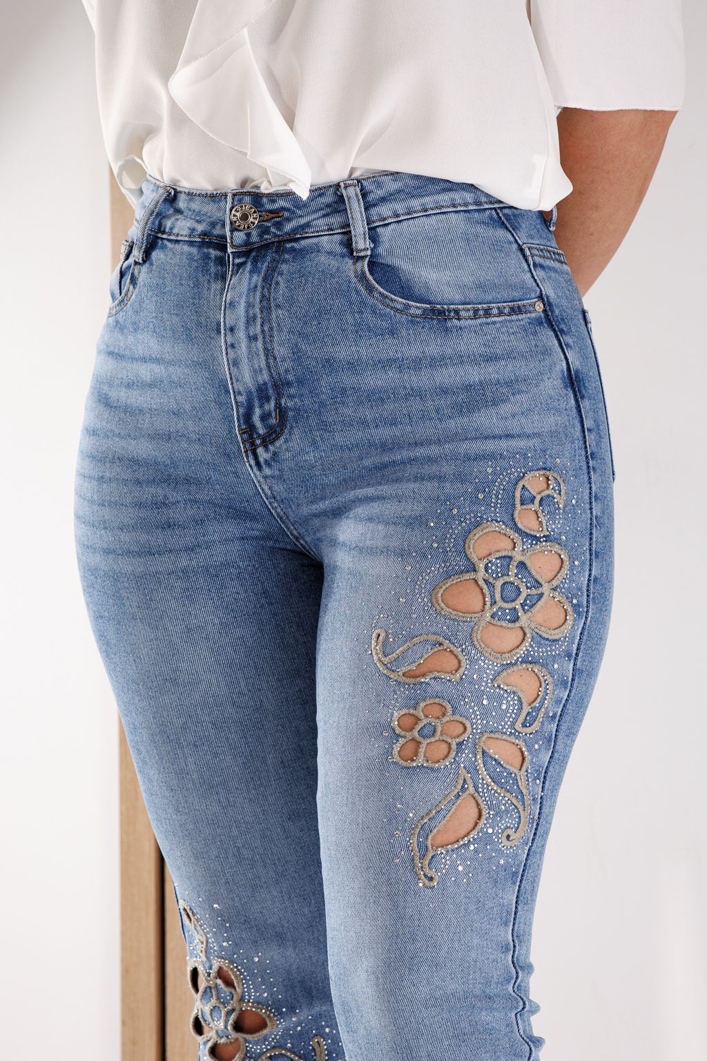 Дънки Mom Fit  Дамски Alexia сини #A1355