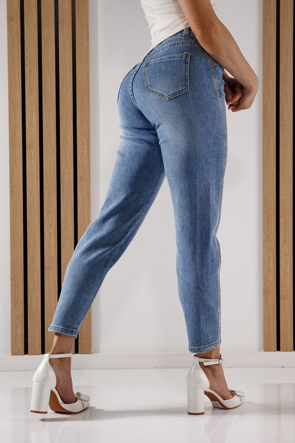 Дънки Baggy Fit Дамски Tina сини #A1365