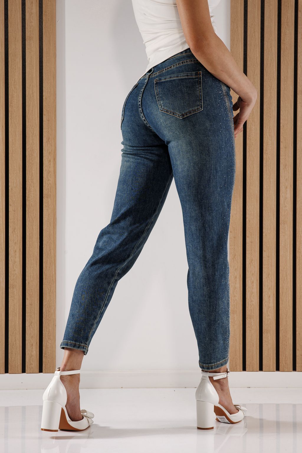 Дънки Baggy Fit Дамски Tina сини #A1364