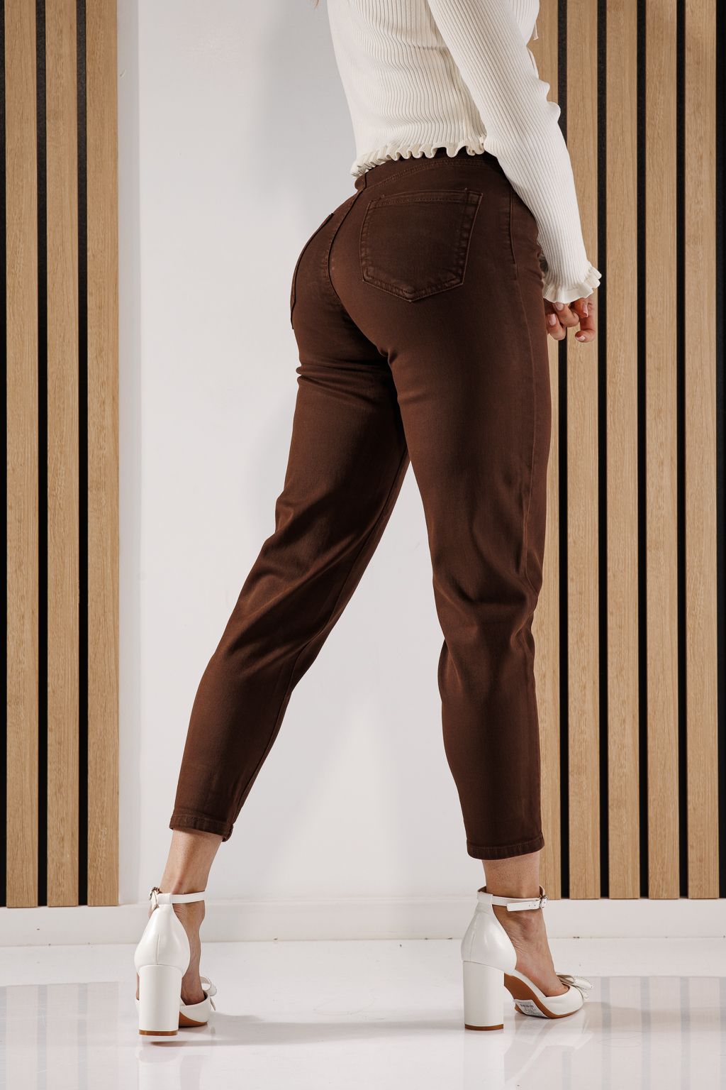 Дънки Baggy Fit Дамски Elena кафяви #A1373